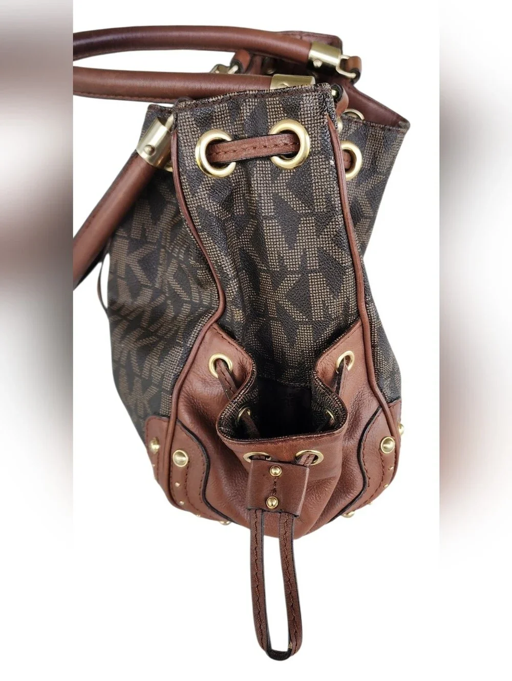 Vintage Michael Kors Brown Logo Drawstring Tote